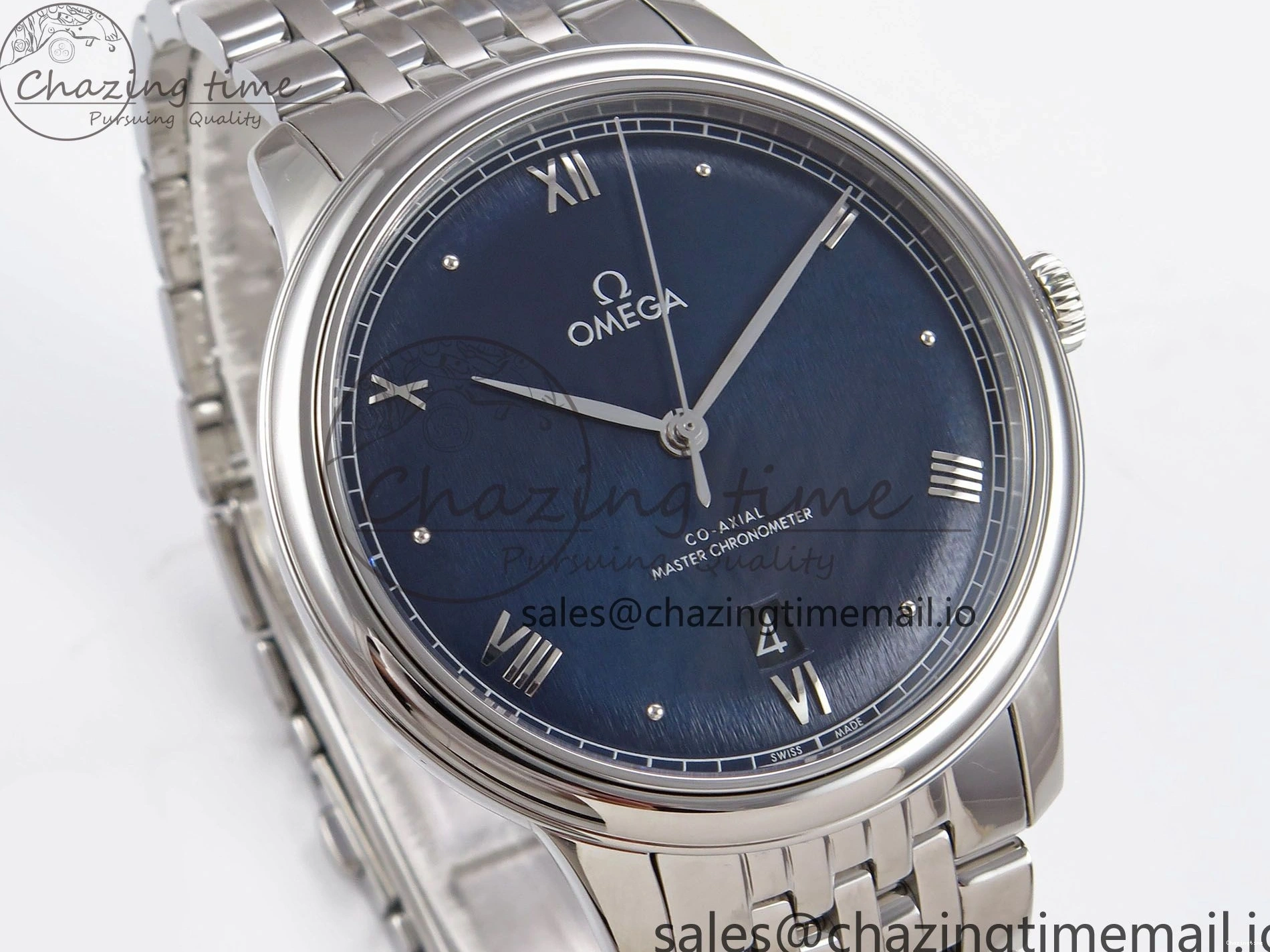 0225 Supportive De Ville Date SS VSF 1:1 Best Edition Blue Dial on SS Bracelet A 7700